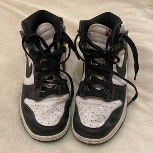 Nike Dunks high top size 8.5 good condition black and white